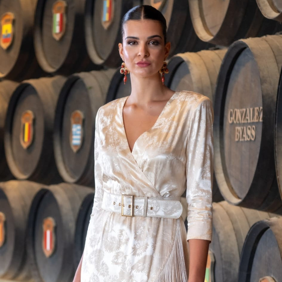 VESTIDO JACQUARD FLECOS